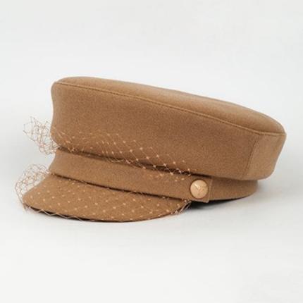 Captain Hat with Veil (Beige)