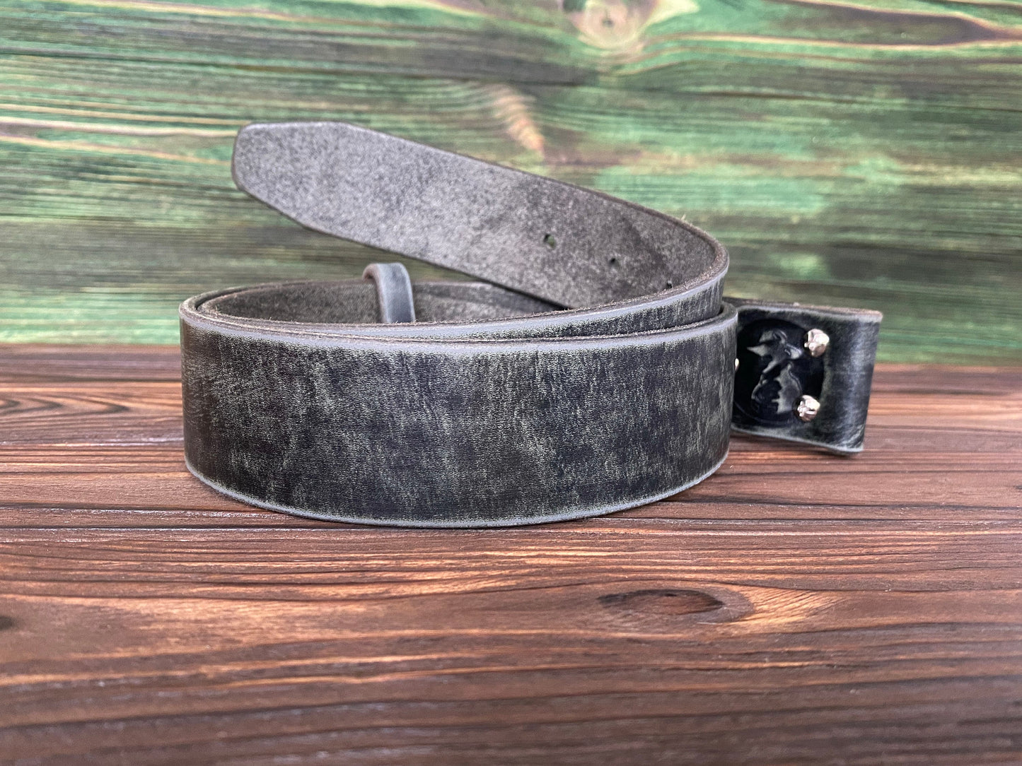 Leather Belt Blank  (WITHOUT BUCKLE) Gray