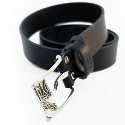 Leather Belt with Classic Nickel Silver Buckle "Stiah" (Flag)