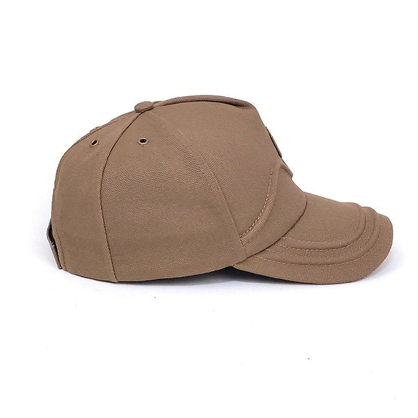 Five-Panel Canvas Cap with coat of arms of Ukraine (Tan)