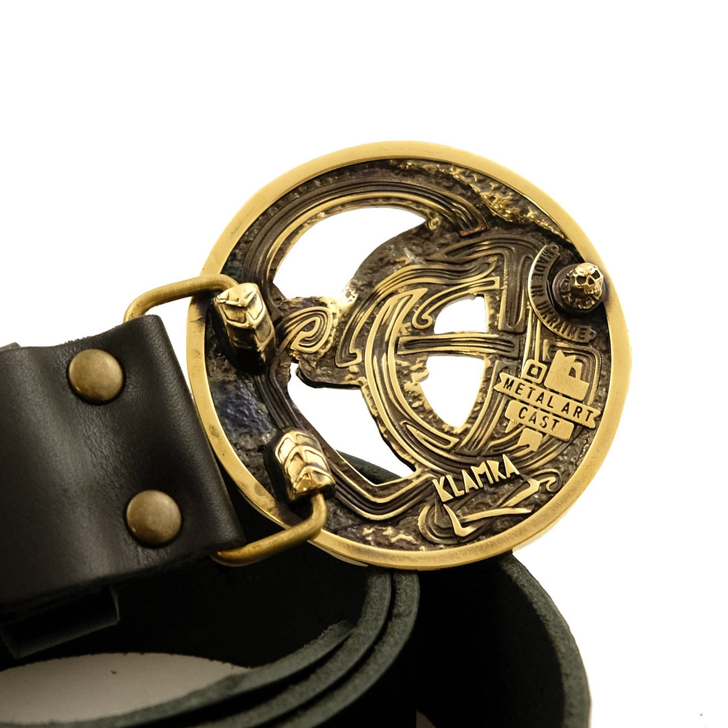 Leather Belt "Ouroboros" with Brass Buckle