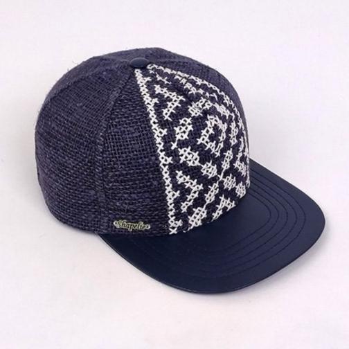 Snapback Cap with Embroidered Vyshyvanka Pattern (Blue)