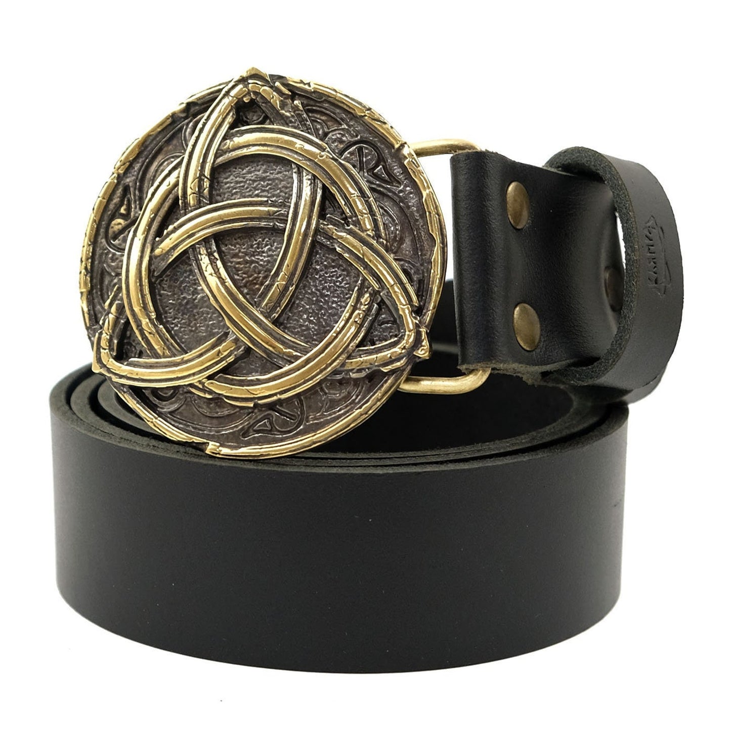 Leather Belt "Triquetra" with Brass Buckle