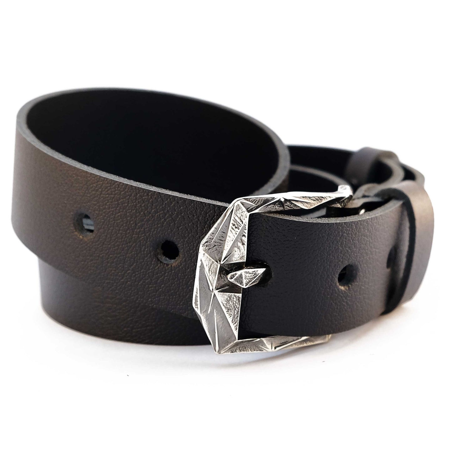 Leather Belt with Classic Nickel Silver Buckle "Kryzhany"