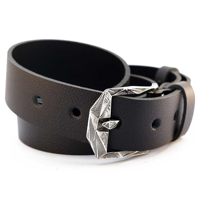 Leather Belt with Classic Nickel Silver Buckle "Kryzhany"