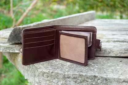 Brown Men's Leather Wallet with "Milky Way" Embossed Design