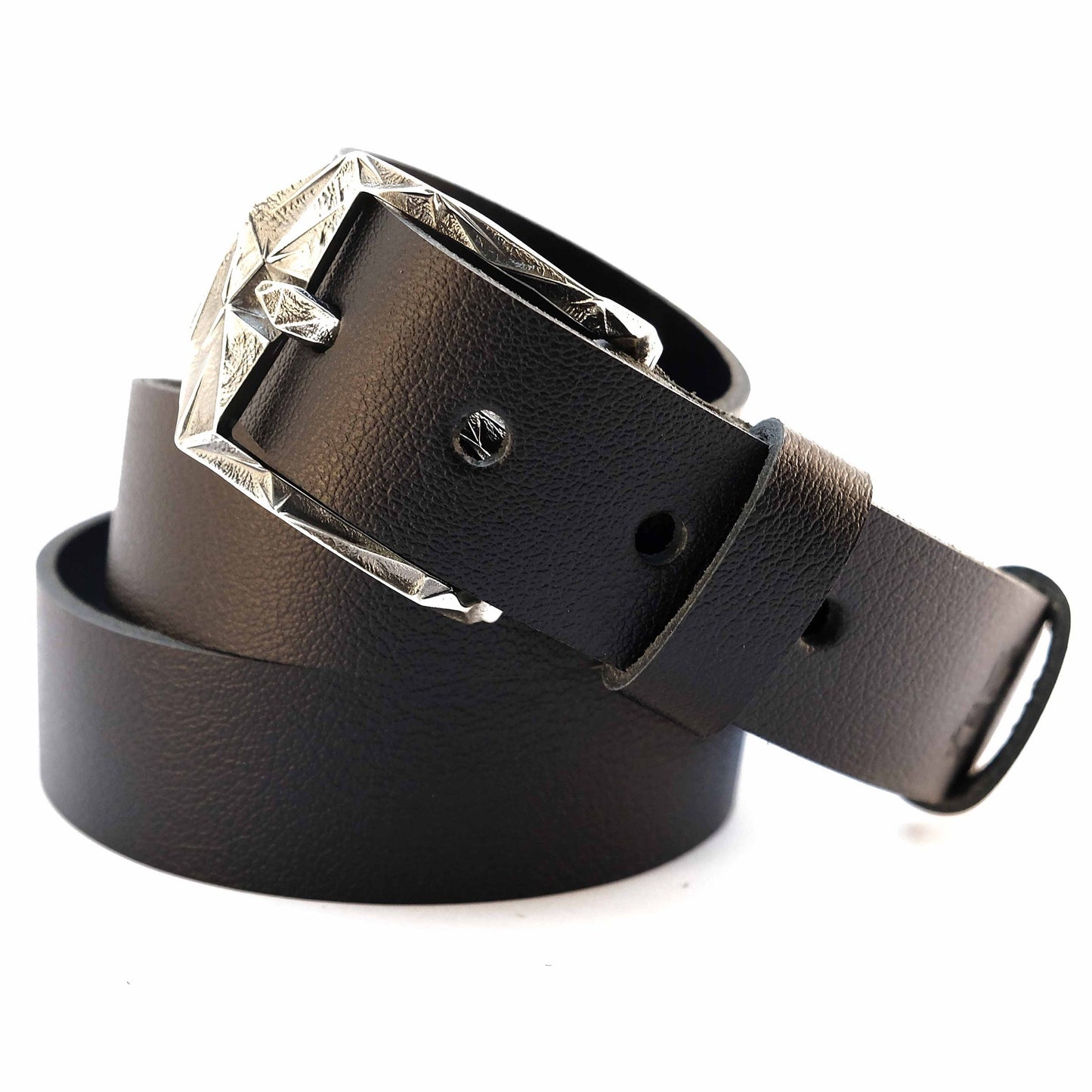 Leather Belt with Classic Nickel Silver Buckle "Kryzhany"