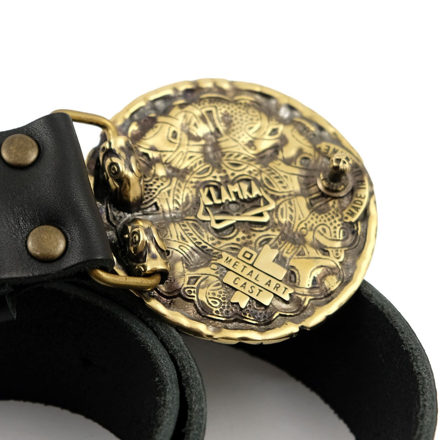 Leather Belt "Vegvisir" with Brass Buckle