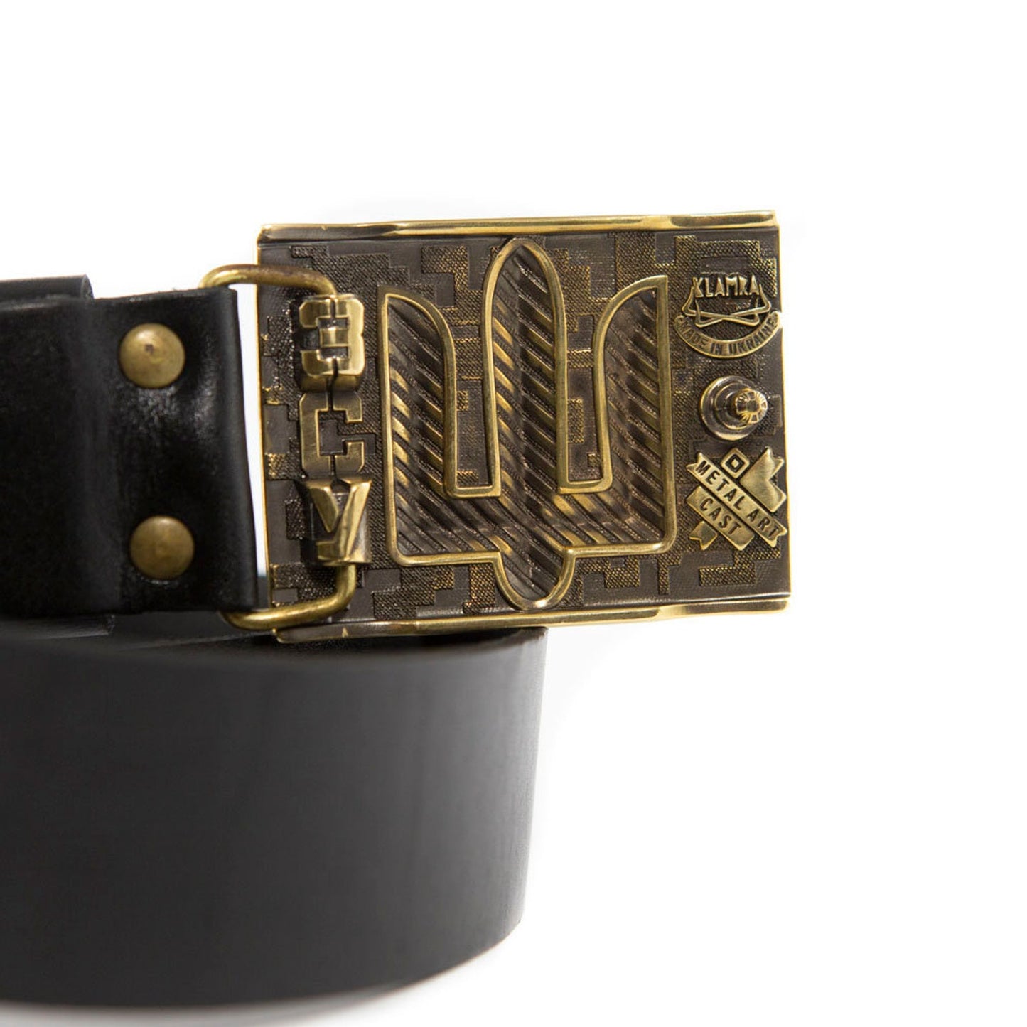 Leather Belt "UAF" (Armed Forces of Ukraine) with Brass Buckle