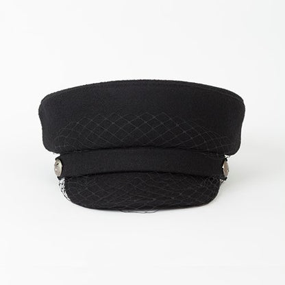 Captain Hat with Veil (Black)