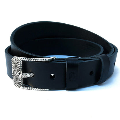 Leather Belt with Classic Nickel Silver Buckle "Bayurok"