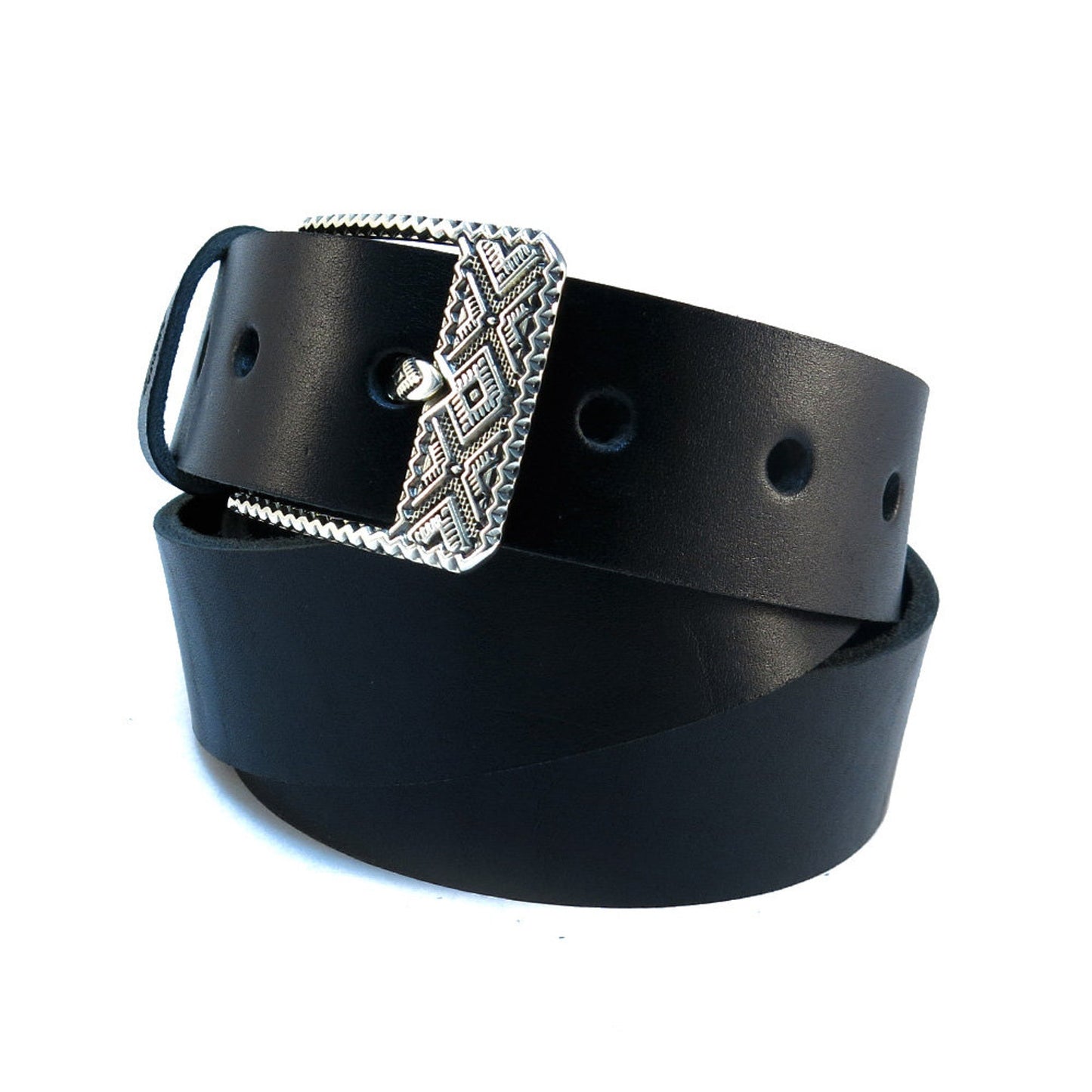 Leather Belt with Classic Nickel Silver Buckle "Bayurok"