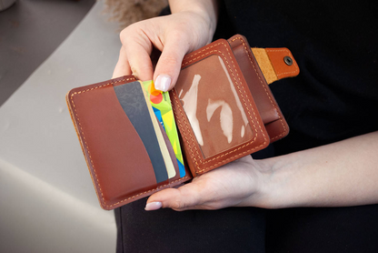 Women's Leather Wallet with Wheat Embossing (Rusty-Brown)