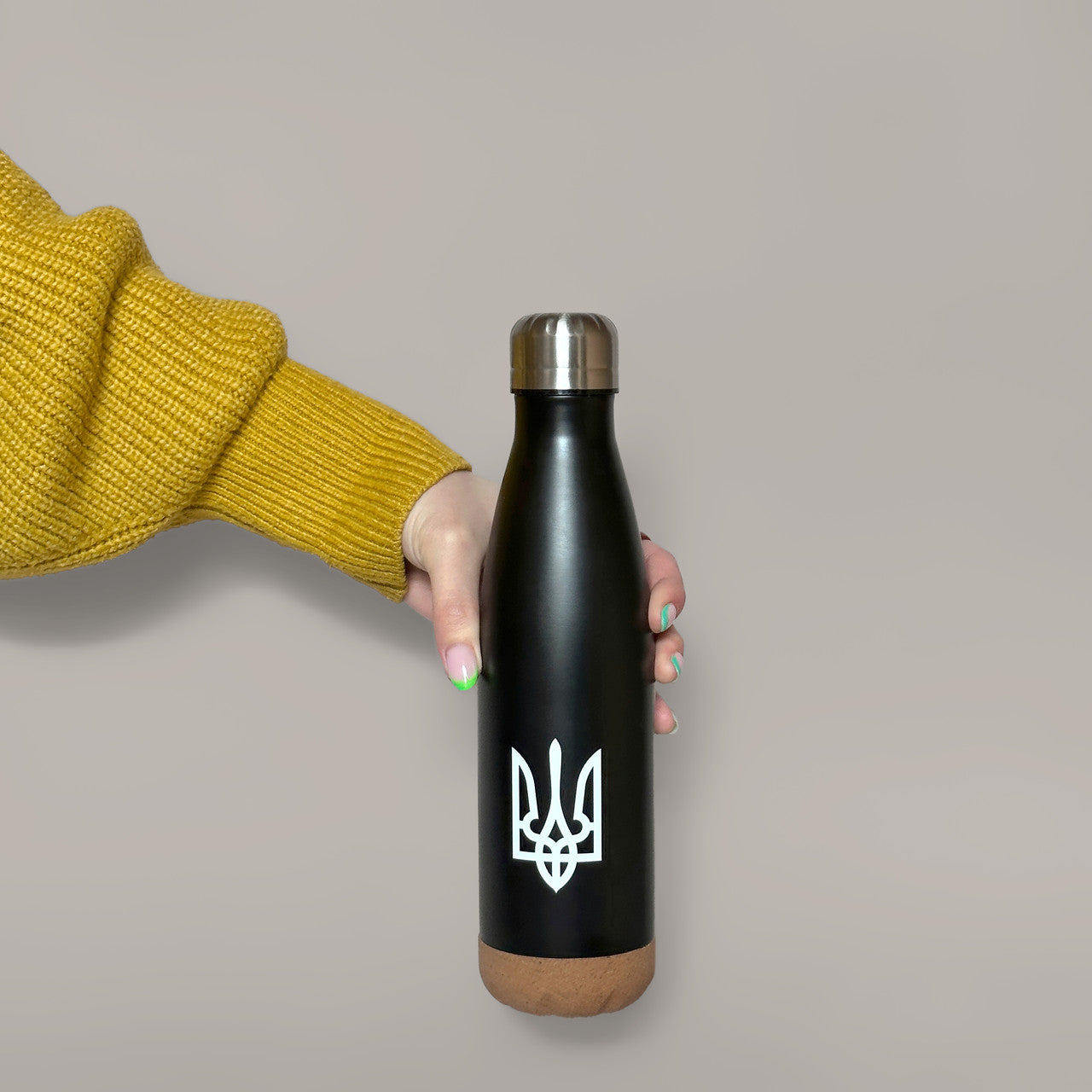 Patriotic Water Bottle "White Tryzub"