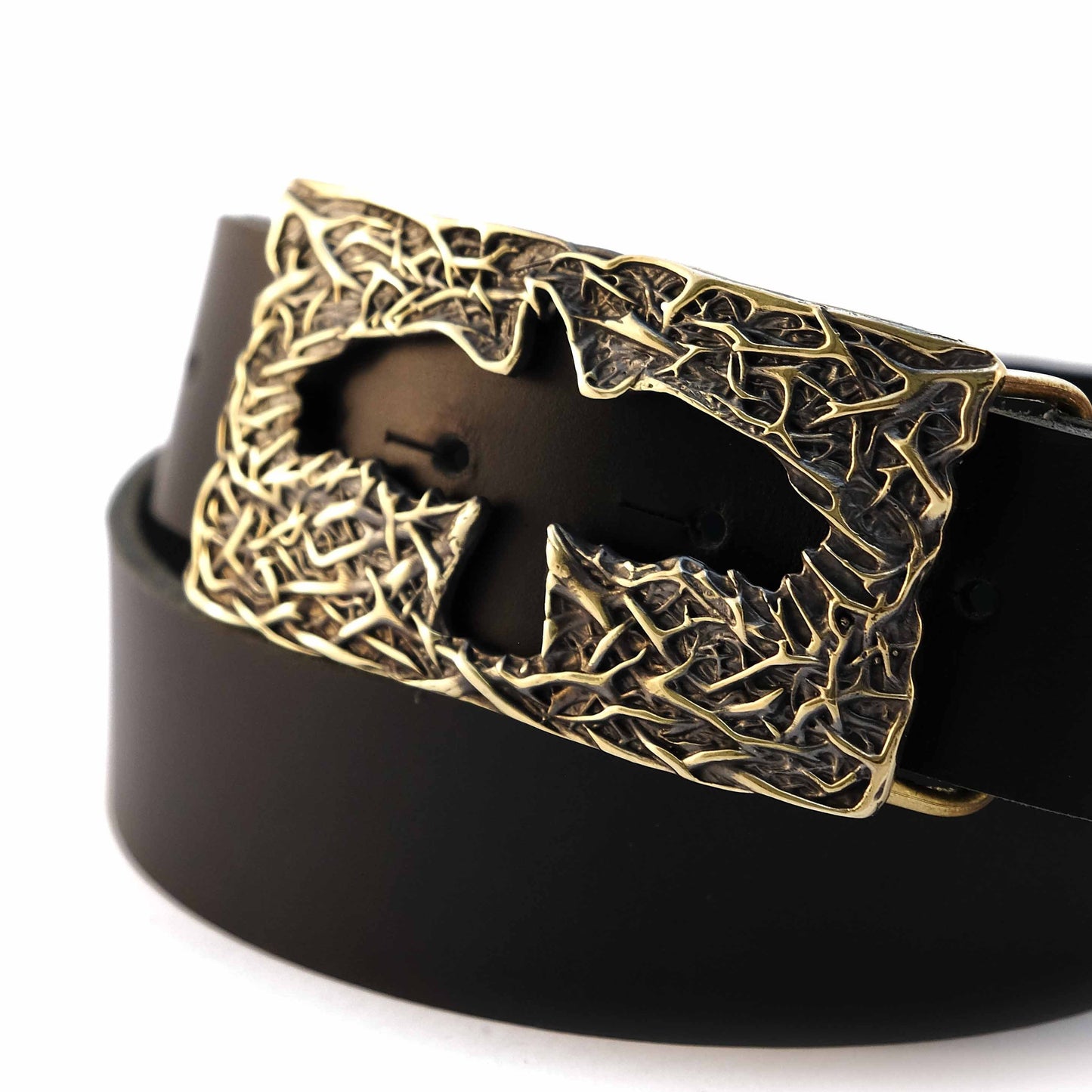 Leather Belt "Raven" with Brass Buckle