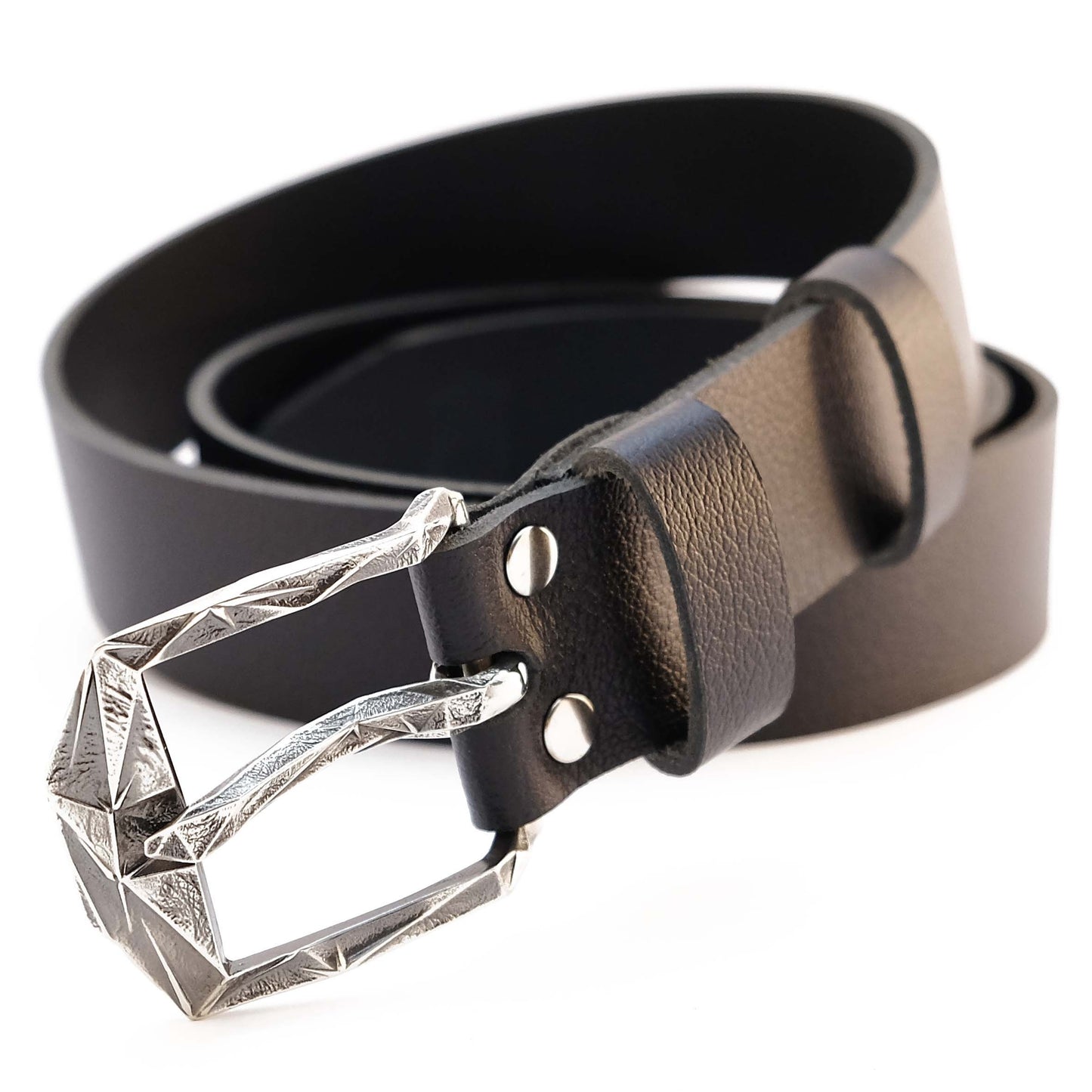 Leather Belt with Classic Nickel Silver Buckle "Kryzhany"