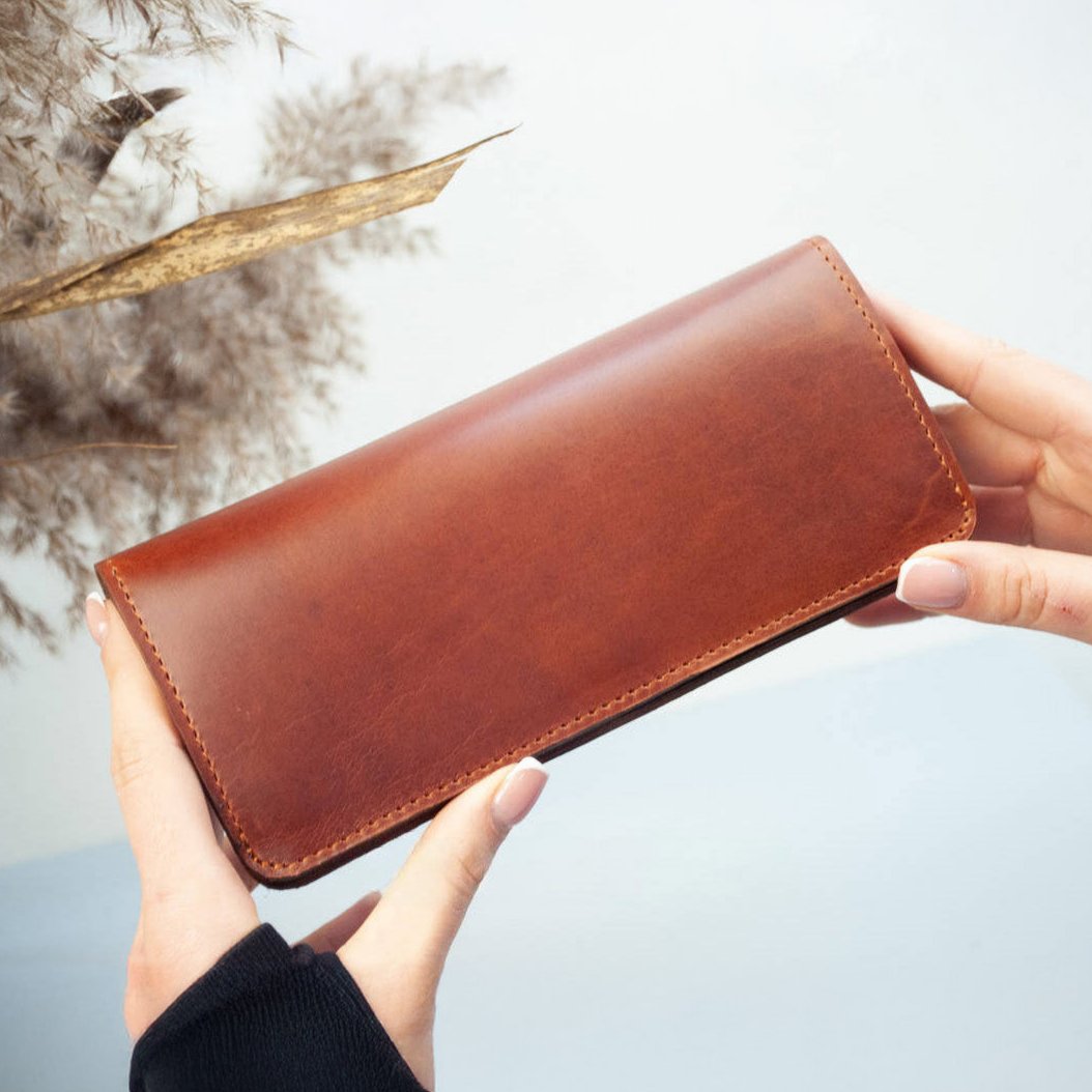 Light Brown Long Leather Wallet