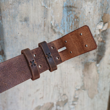 Leather Belt Blank  (WITHOUT BUCKLE) Brown