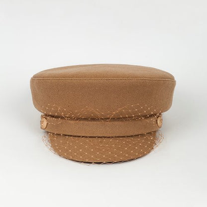 Captain Hat with Veil (Beige)