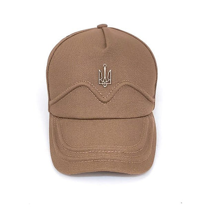 Five-Panel Canvas Cap with coat of arms of Ukraine (Tan)