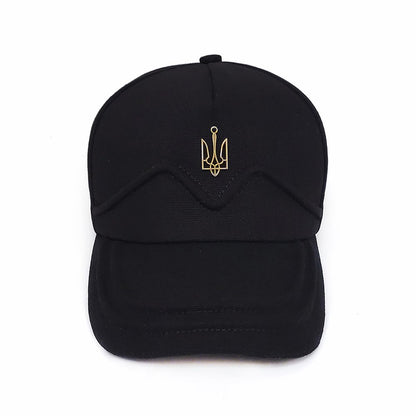 Five-Panel Canvas Cap with coat of arms of Ukraine (Black)