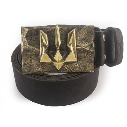 Leather Belt "Ice and Fire" with Brass Buckle