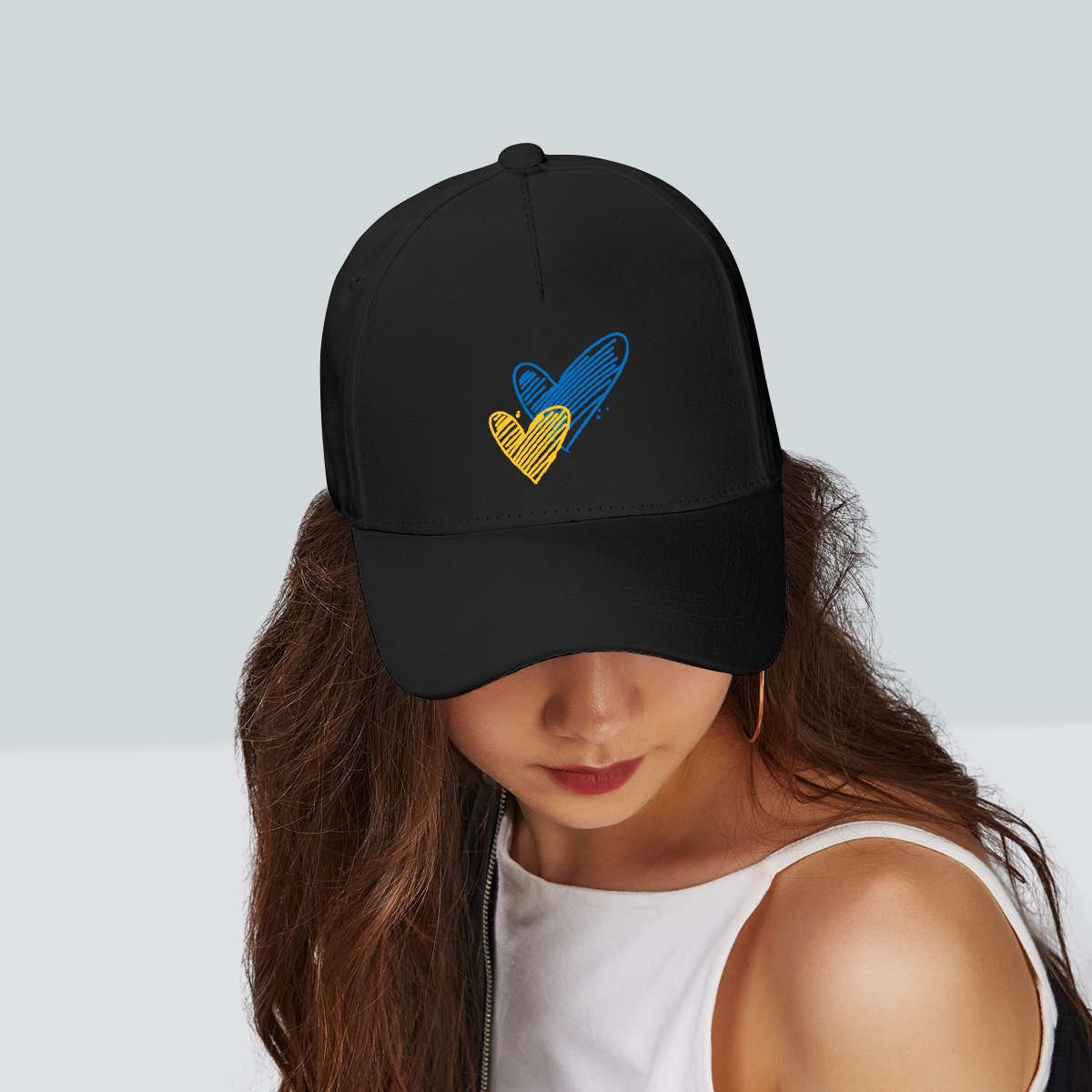 Cap with Patriotic Print "Heart of Ukraine" (White) (Black)