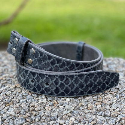 Leather Belt Blank with Scales (WITHOUT BUCKLE) Gray