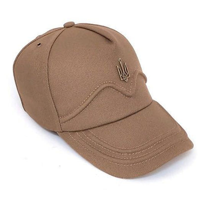 Five-Panel Canvas Cap with coat of arms of Ukraine (Tan)