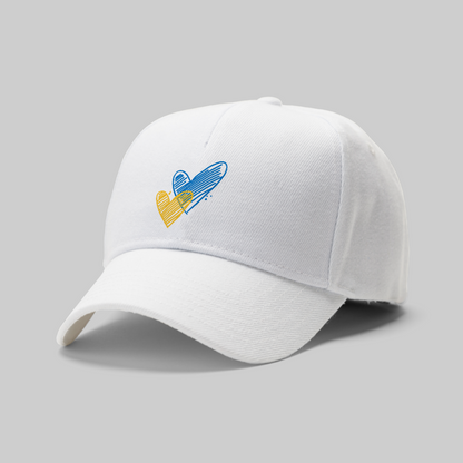 Cap with Patriotic Print "Heart of Ukraine" (White)