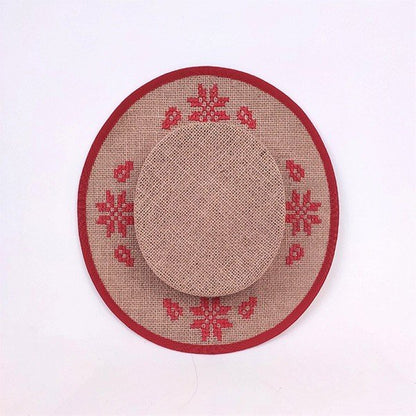 Canotier Hat with Embroidery (Red)