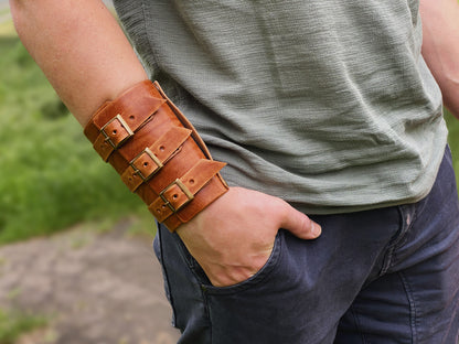 TAN Leather Wrist Wallet with Personalization