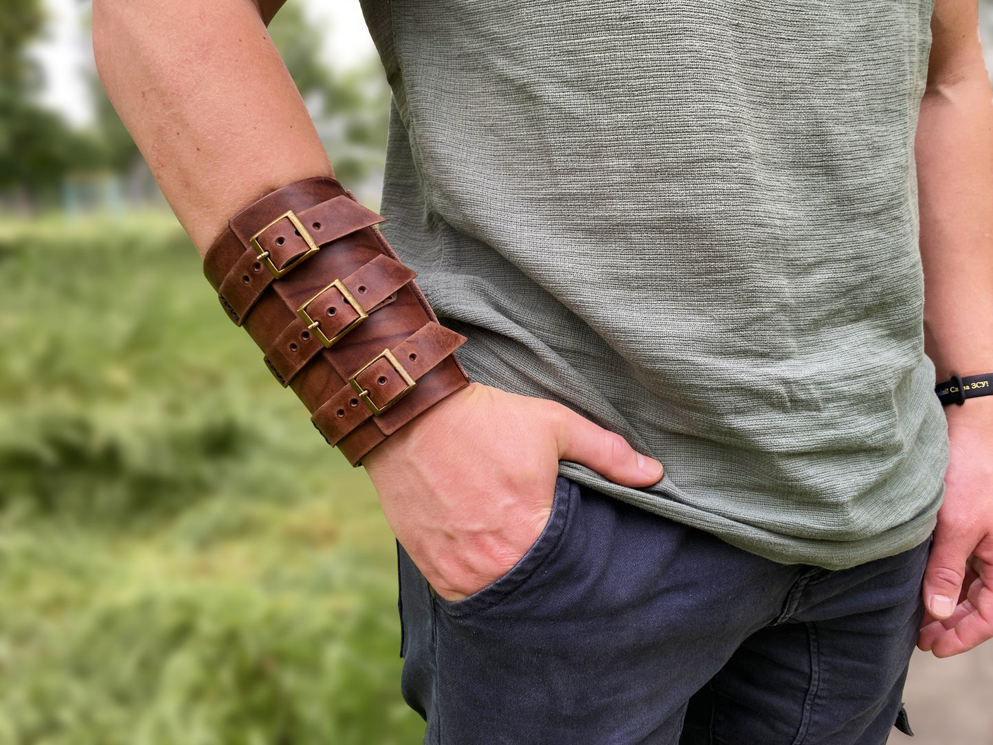 BROWN Leather Wrist Wallet with Personalization