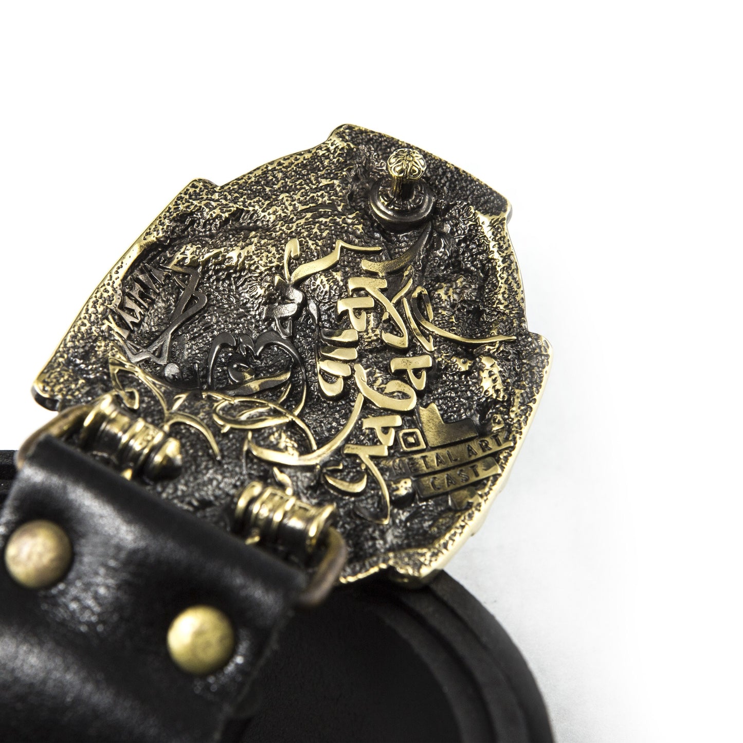 Leather Belt "Cossack" with Brass Buckle