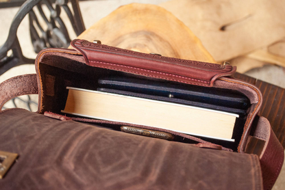 Burgundy Handcrafted Leather Briefcase with Embossing