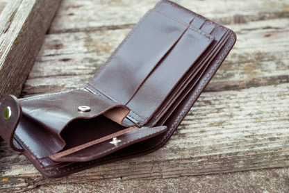 Brown Men's Leather Wallet with "Milky Way" Embossed Design