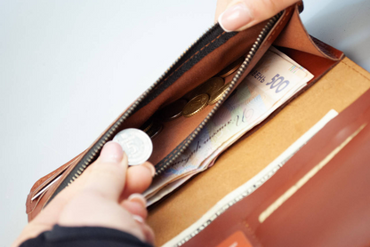 Light Brown Long Leather Wallet