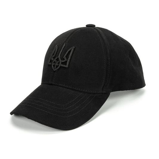 Black Baseball Cap with Black Trident