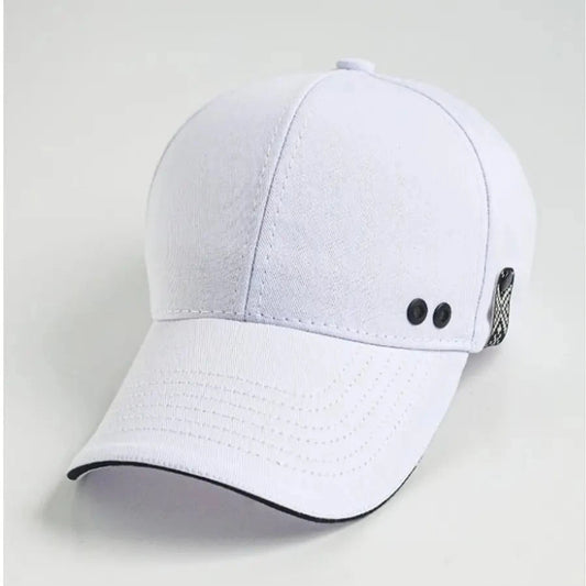 Baseball Cap with Label Clip Ornament (White, Black)