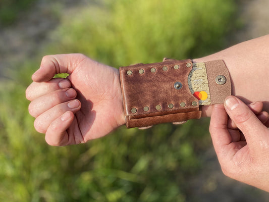 Mini Leather Wrist Wallet with Personalization