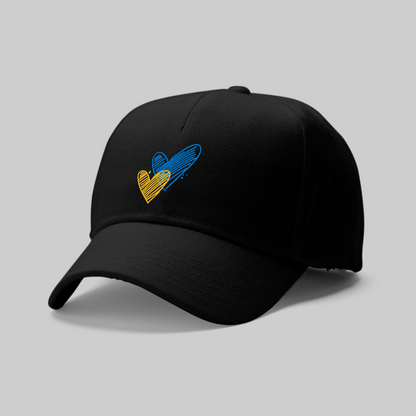 Cap with Patriotic Print "Heart of Ukraine" (White) (Black)