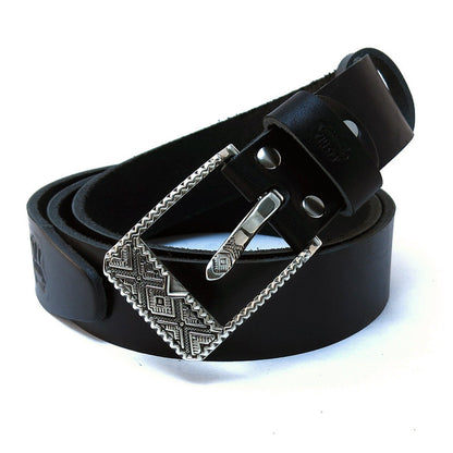 Leather Belt with Classic Nickel Silver Buckle "Bayurok"