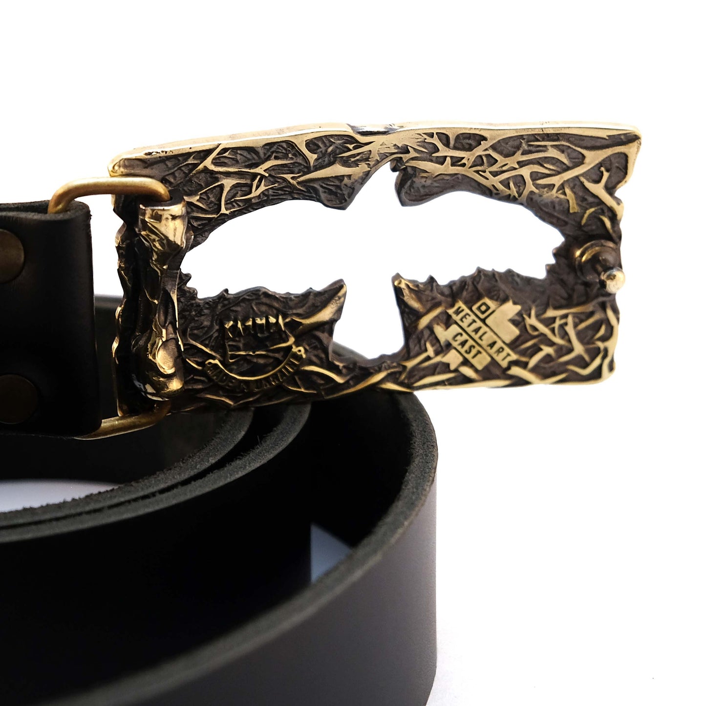 Leather Belt "Raven" with Brass Buckle