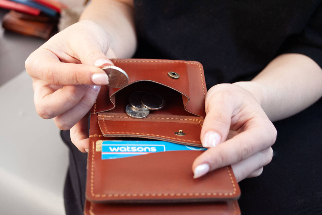 Women's Leather Wallet with Wheat Embossing (Rusty-Brown)