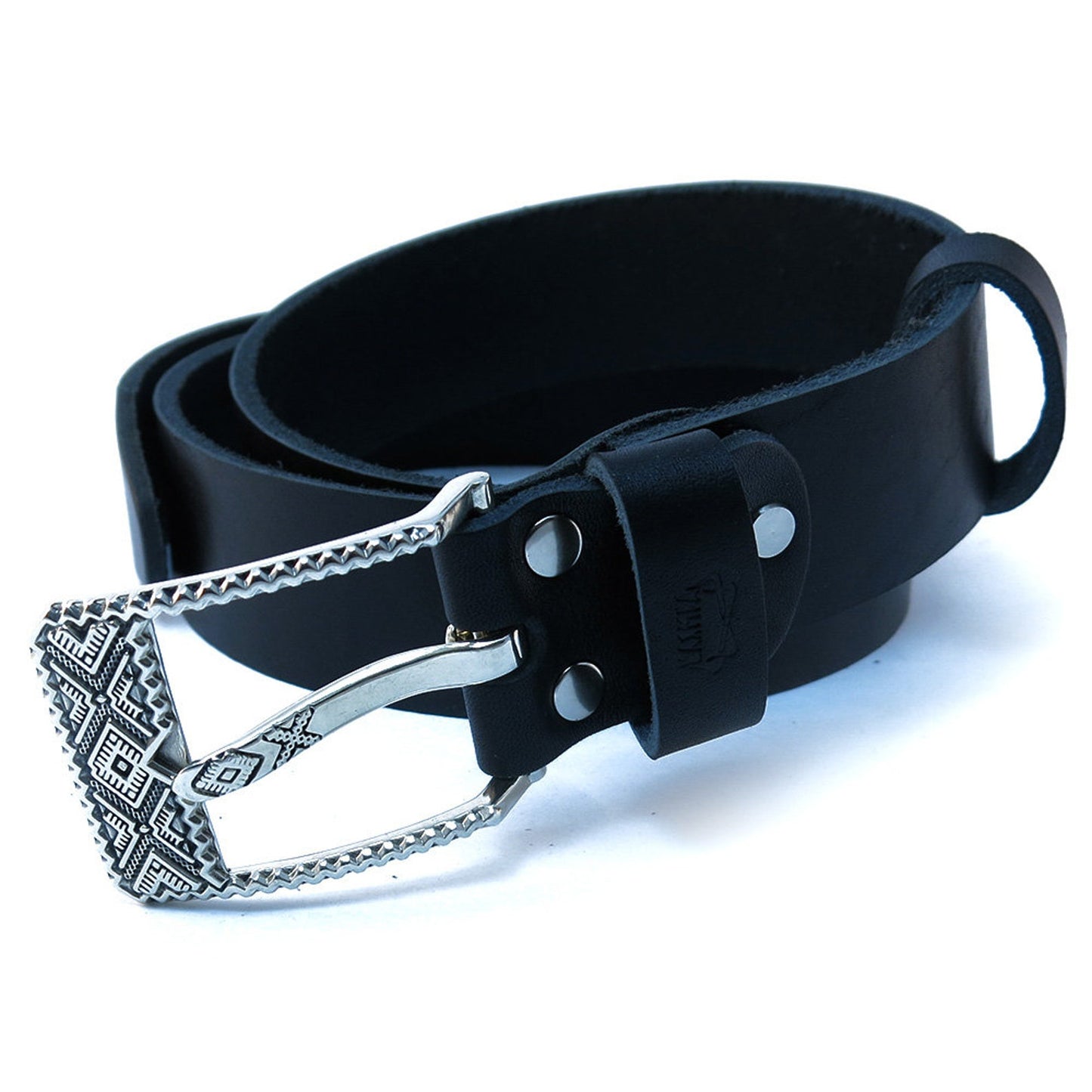 Leather Belt with Classic Nickel Silver Buckle "Bayurok"