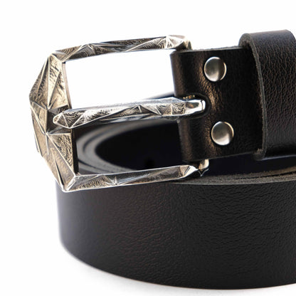 Leather Belt with Classic Nickel Silver Buckle "Kryzhany"