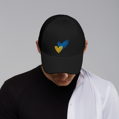 Cap with Patriotic Print "Heart of Ukraine" (White) (Black)