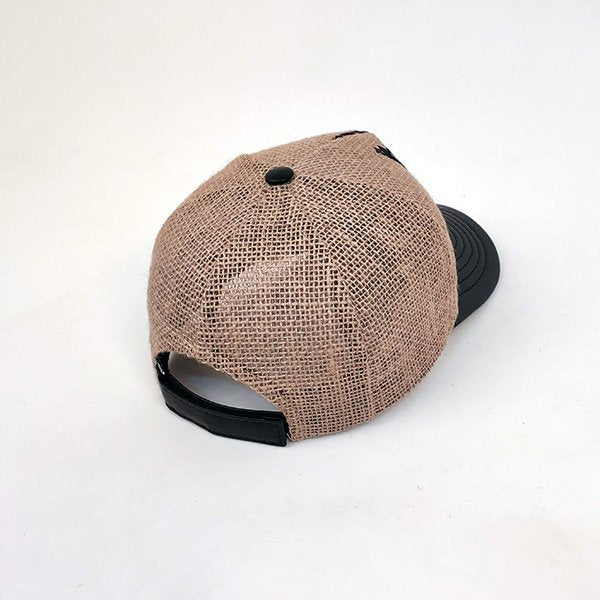 Linen Cap with Tryzub Emblem (Black)