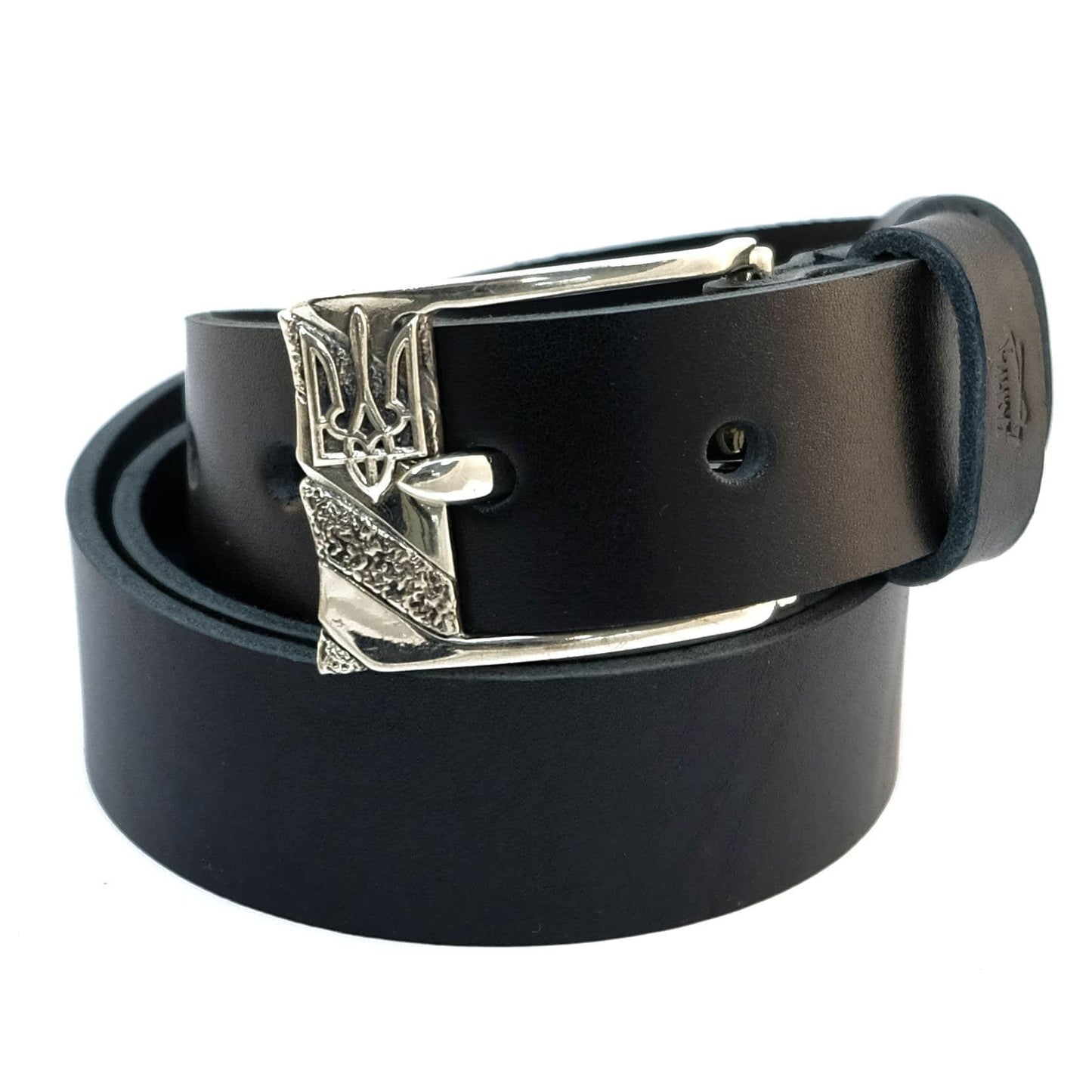 Leather Belt with Classic Nickel Silver Buckle "Stiah" (Flag)