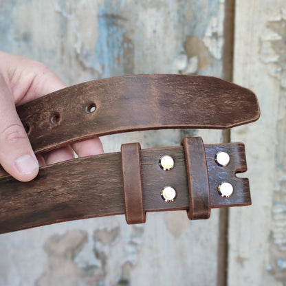 Leather Belt Blank  (WITHOUT BUCKLE) Brown